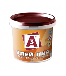 Клей ПВА "А3" строительно-бытовой 1,0кг ведро (12шт/уп)